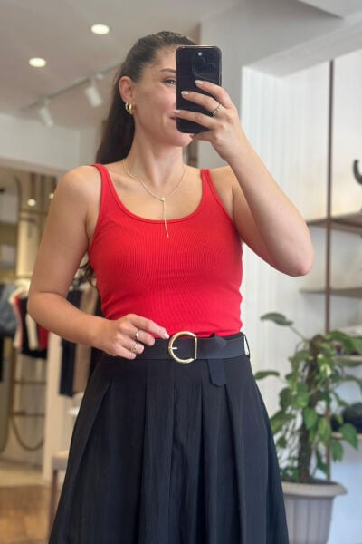 Kırmızı Askılı Kaşkorse Likralı Body