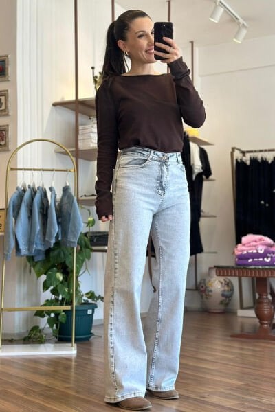 Açık Gri Yıkamalı  Straight Jean