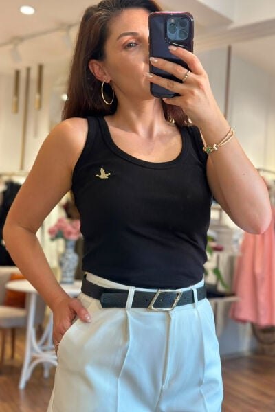 Siyah Pamuklu Halter Atlet