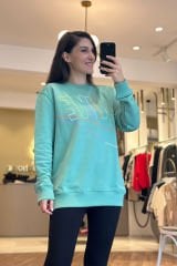 NK Açık Yeşil Unisex Bisiklet Yaka Sweatshirt