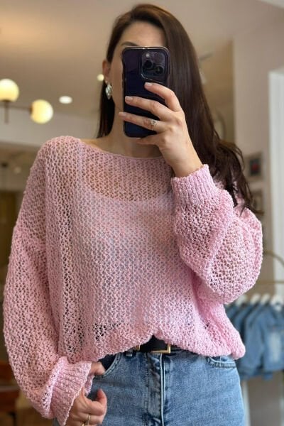 Pembe Rengi Standart Beden Ajurlu Merserize Bluz