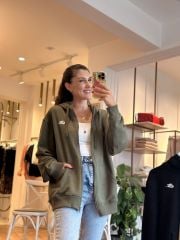 NK Haki Fermuarlı Unisex Kapüşonlu Sweatshirt (Değişim ve İade Yoktur)