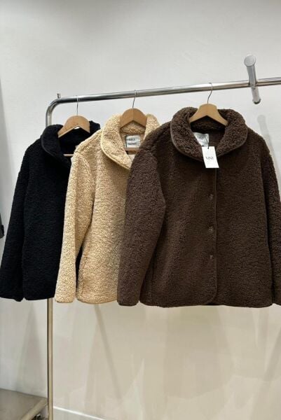 Acı Kahve İçi Astarlı ve Dolgun Teddy Mont (ÖN SİPARİŞ)