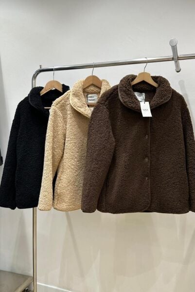 Camel Rengi İçi Astarlı ve Dolgun Teddy Mont (ÖN SİPARİŞ)