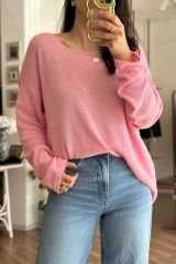 Pembe Standart Beden Merserize Triko
