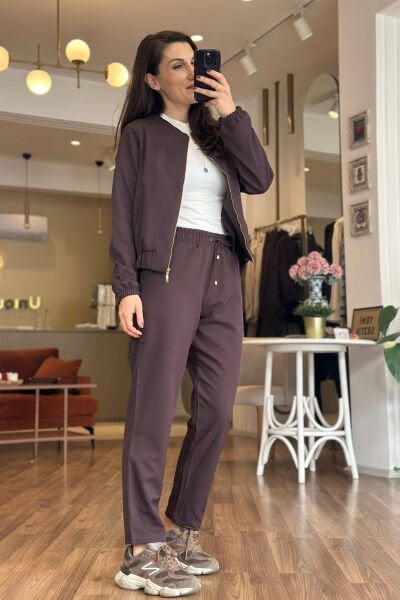 Kahverengi Tensel Kumaş Ceket Pantolon Takım