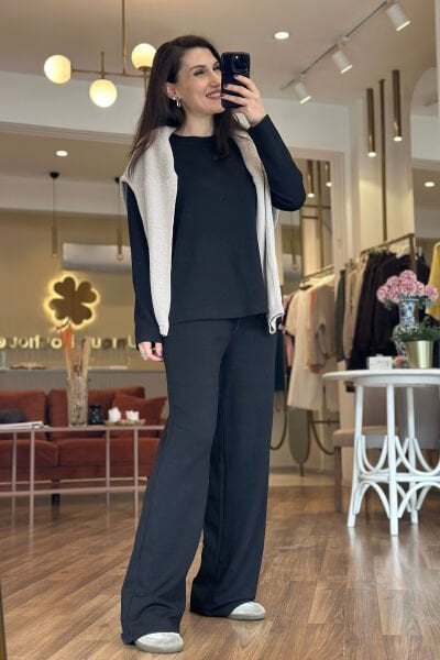 Siyah Soft Touch Modal Kumaş Eşofman Takımı