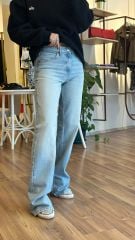 Zra Açık Mavi Ara Bel Wide Leg Jean