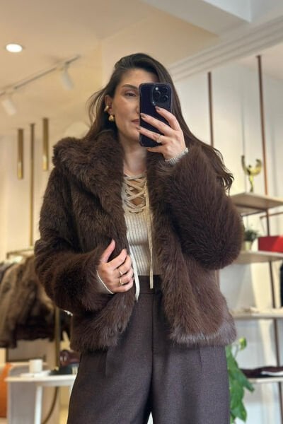 Acı Kahve Kemer Boy Premium Kürk