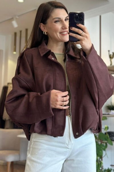 Kahverengi Süet Mont