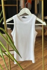 Beyaz Halter Model Likralı Body
