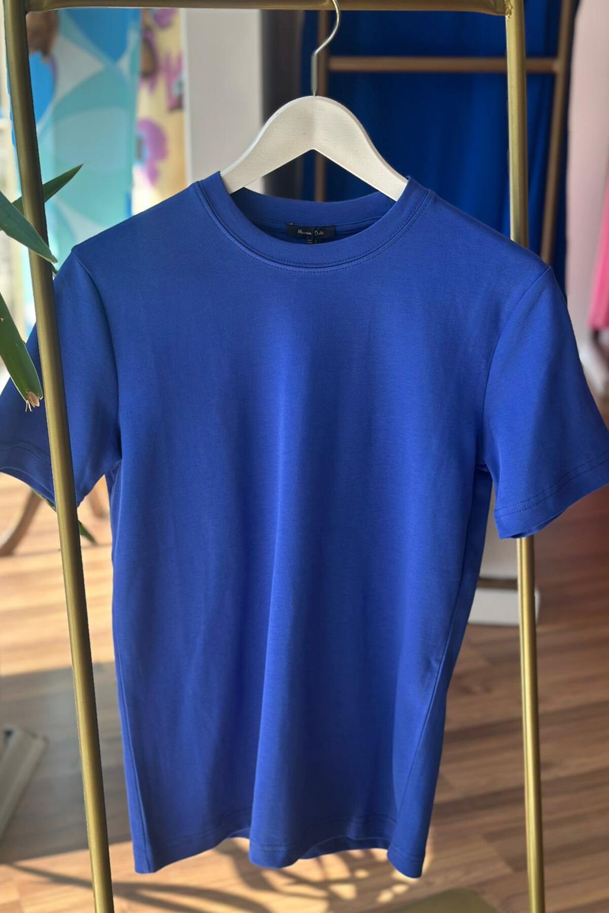 Massi Saks Rengi %100 Pamuklu T-shirt