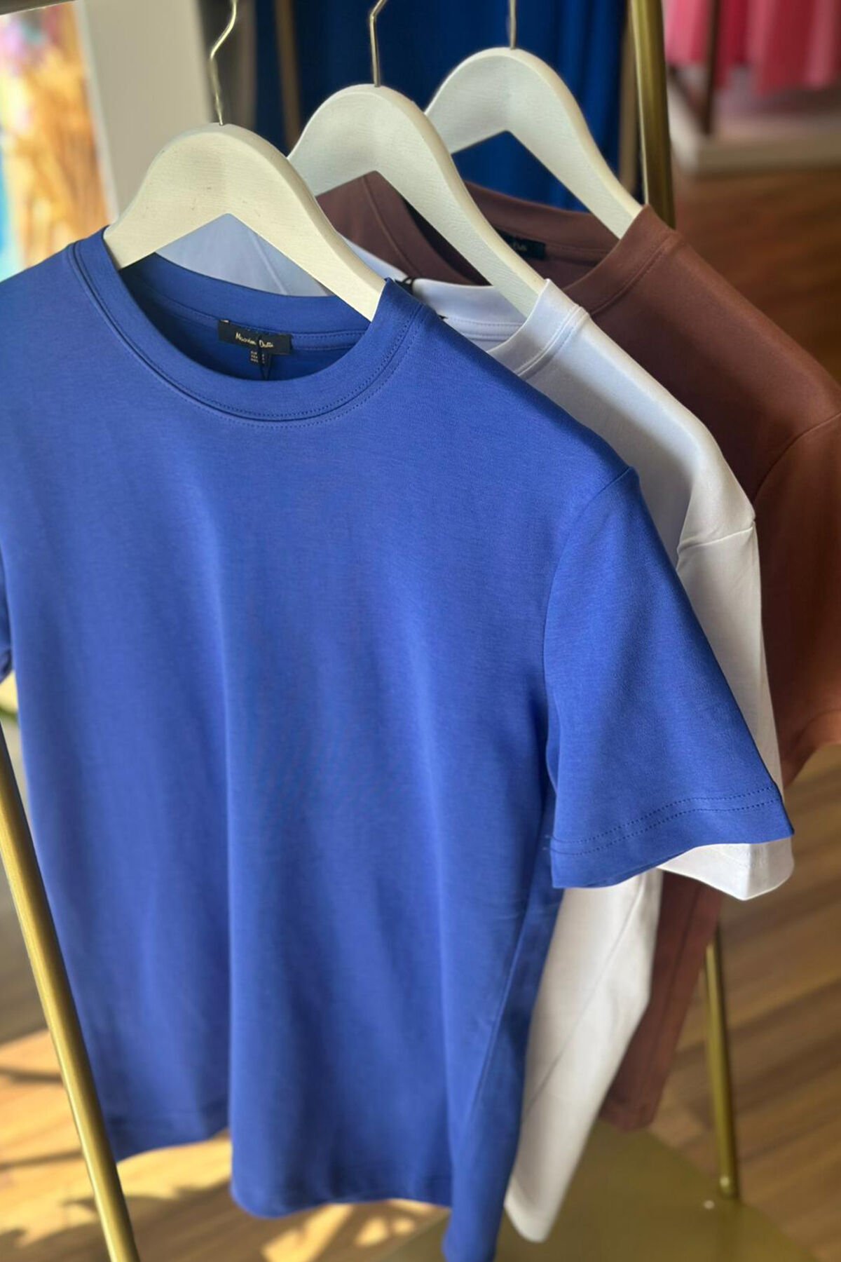 Massi Saks Rengi %100 Pamuklu T-shirt