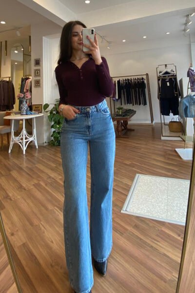 Koyu Mavi Straight Likralı Jean